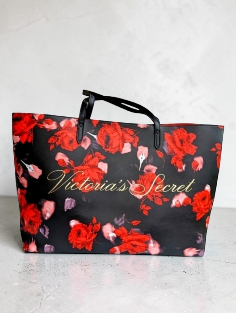 Victoria's Secret Limited Edition 2019 Large Dark Floral Rose Tote Bag